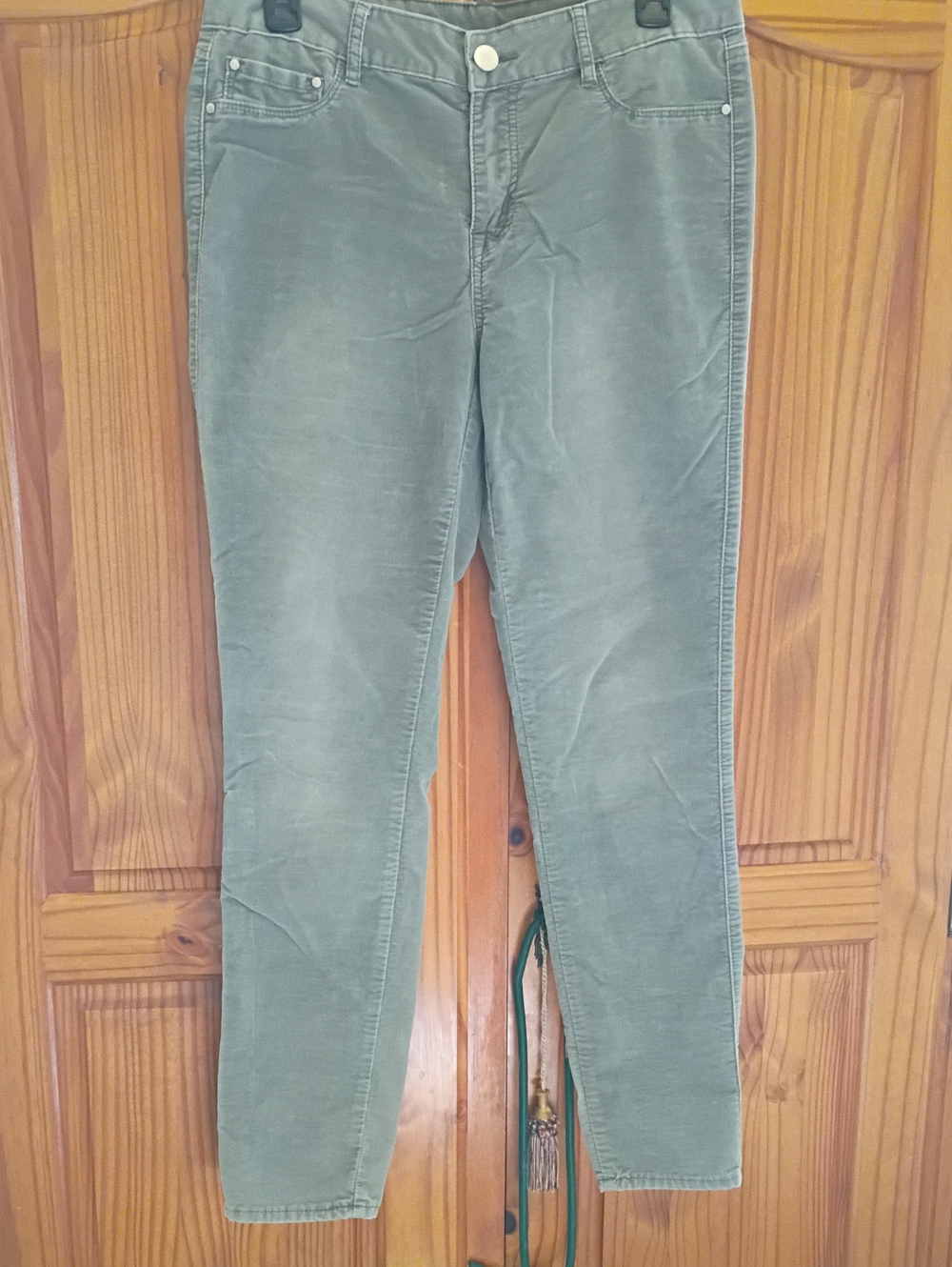 Women’s Light Grey Slim Stretch Mini Corderoy Pants